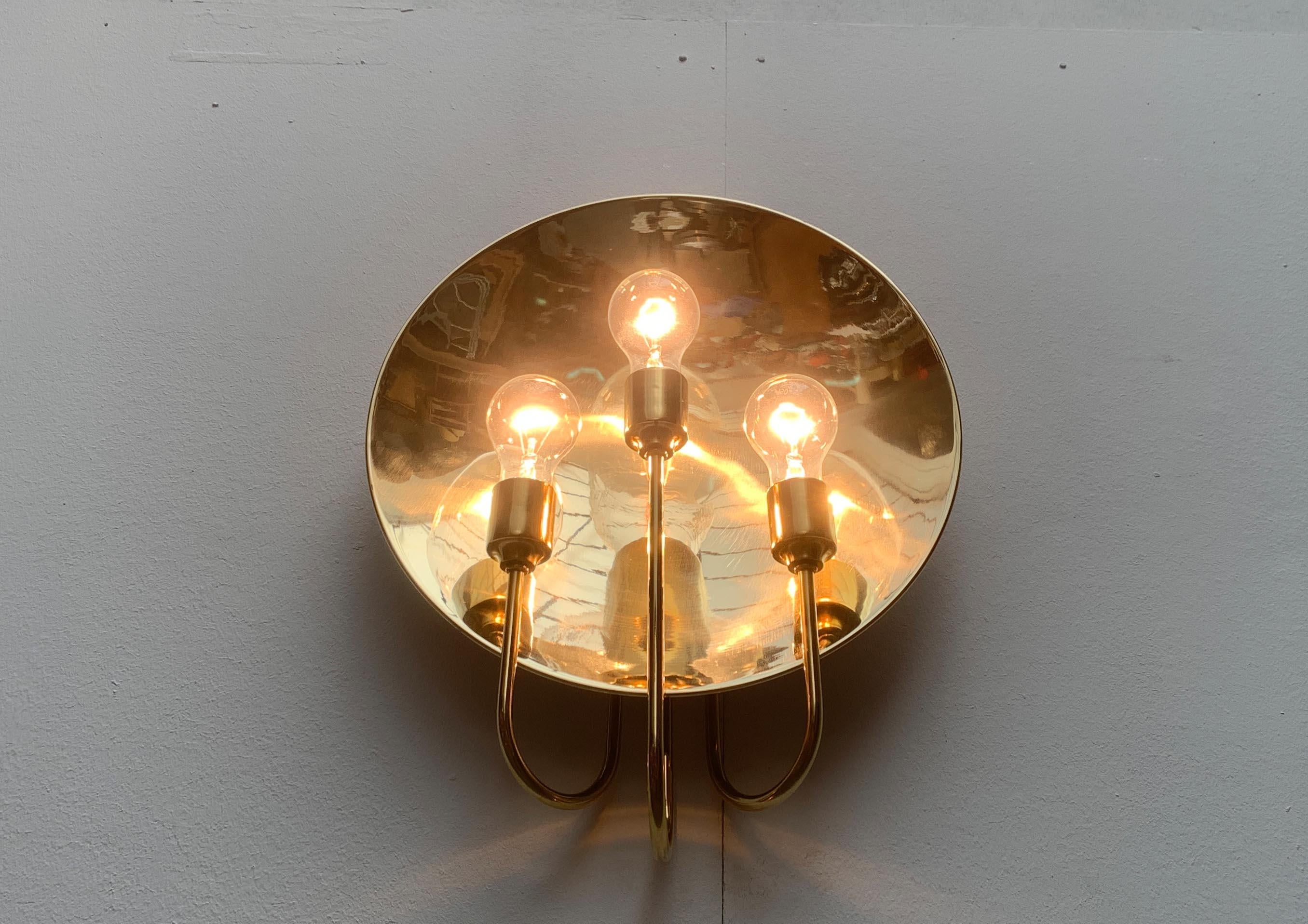 Lámpara de bronce W185 estilo Hollywood Regency alemán vintage, Florian Schulz, años 70 Regencia de Hollywood en venta