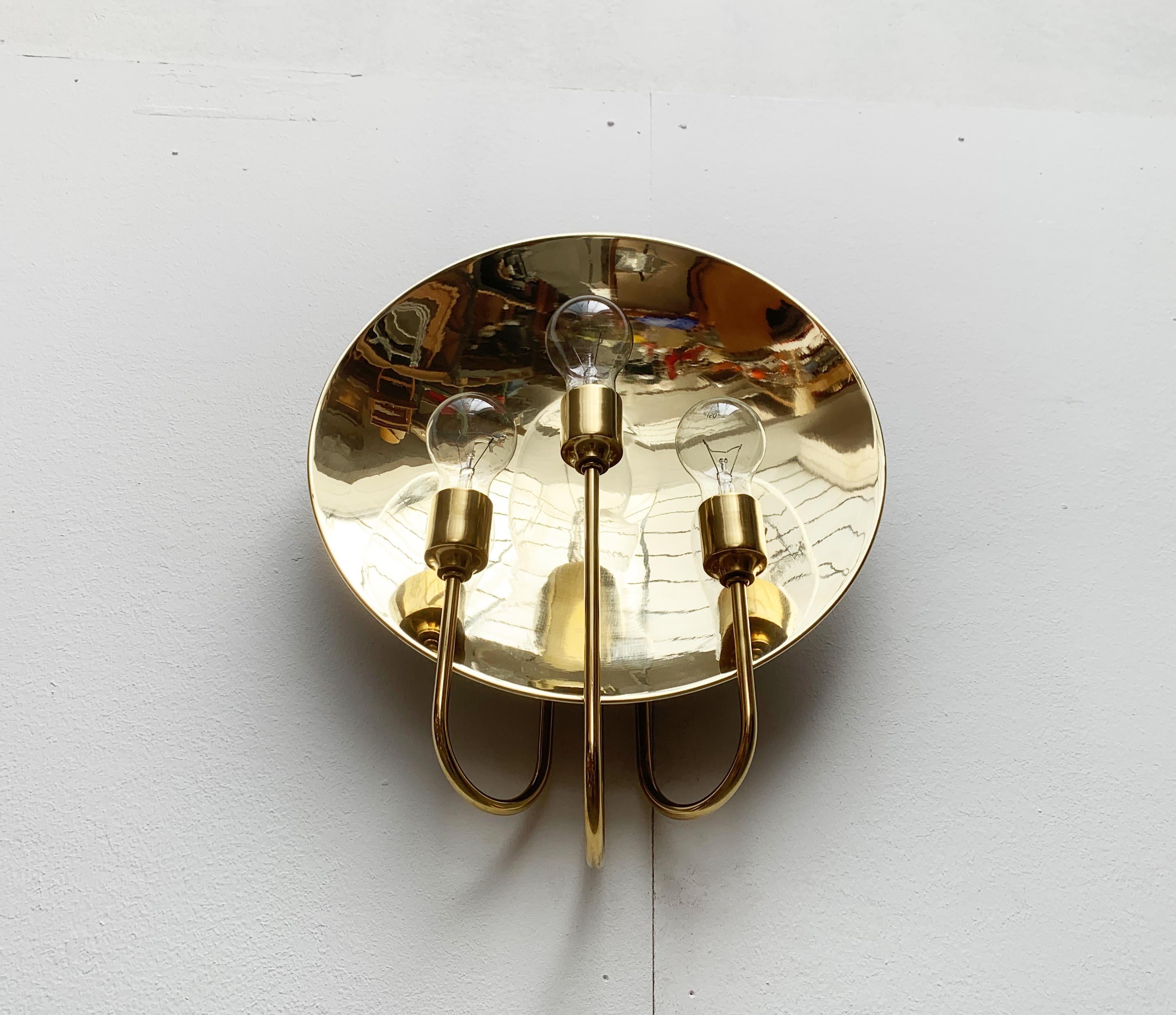 Lámpara de bronce W185 estilo Hollywood Regency alemán vintage, Florian Schulz, años 70 Metal en venta