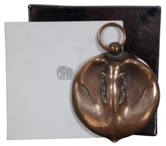 Vintage German Hotel Elephant Weimar Heavy Brass Room Key Chain Fob