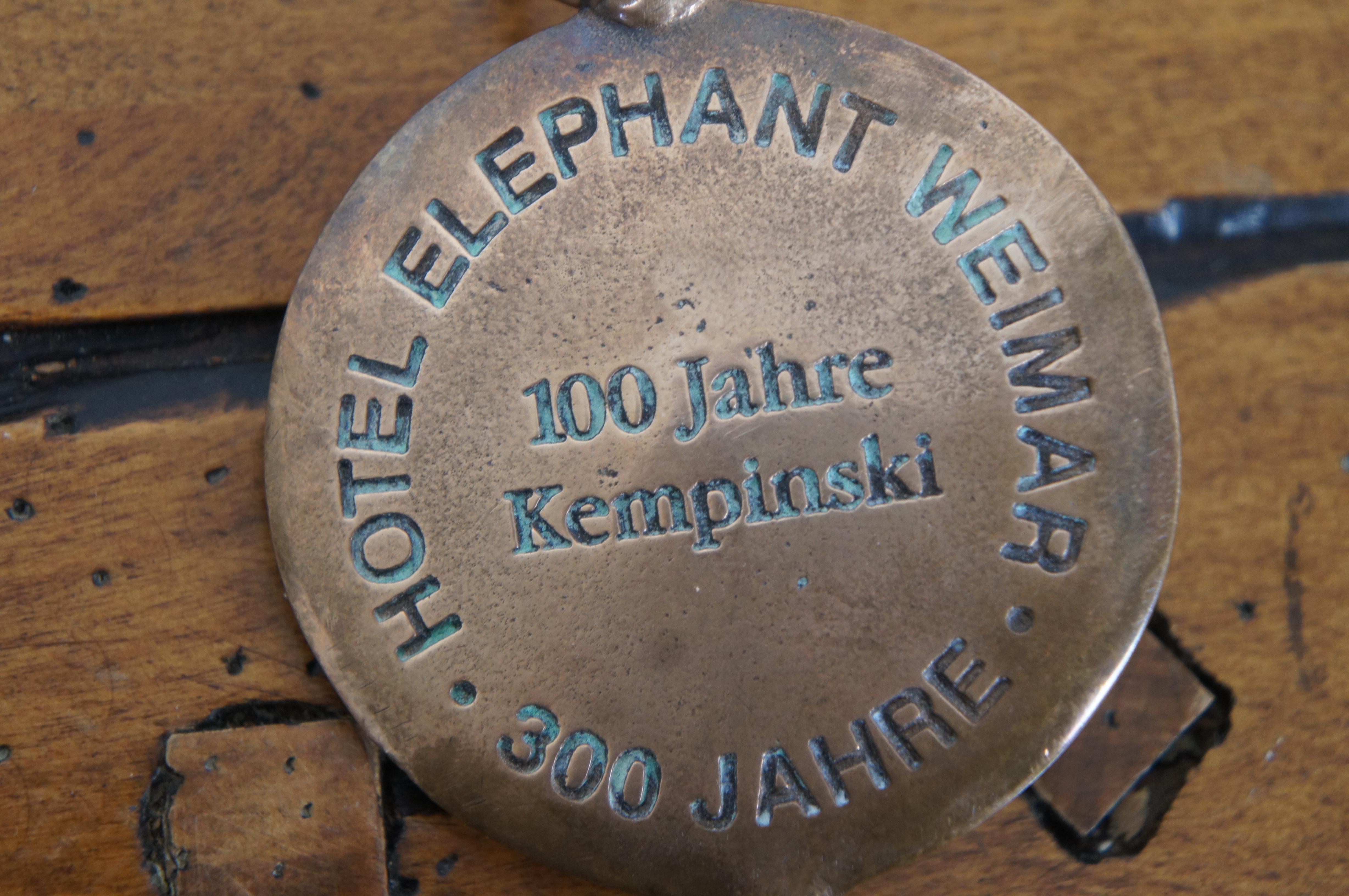 20th Century Vintage German Hotel Elephant Weimar Heavy Brass Room Key Chain Fob
