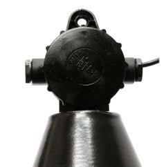 Vintage German Industrial Pendant Lamp, Black Enamel & Bakelite