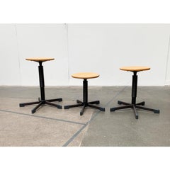Vintage German Industrial Workshop or Office Stools, Set of 3