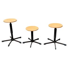 Tabourets d'atelier ou de bureau vintage industriel allemand, ensemble de 3