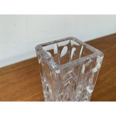 Vintage German Lead Crystal Glass Block Vase, 1970s