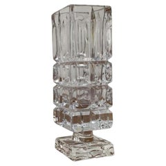 Vintage German Lead Crystal Glass Block Vase, 1970s