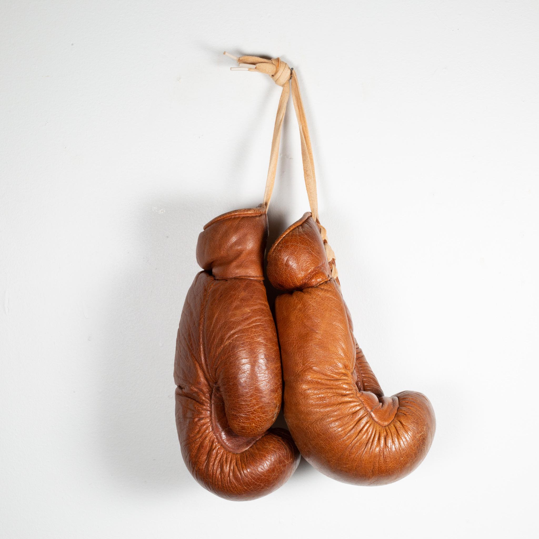 Industrial Vintage German Leather Boxing Gloves, C.1950