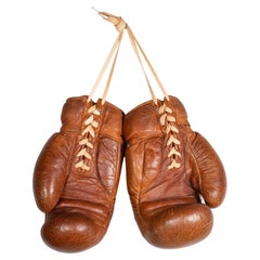 Used German Leather Boxing Gloves, C.1950