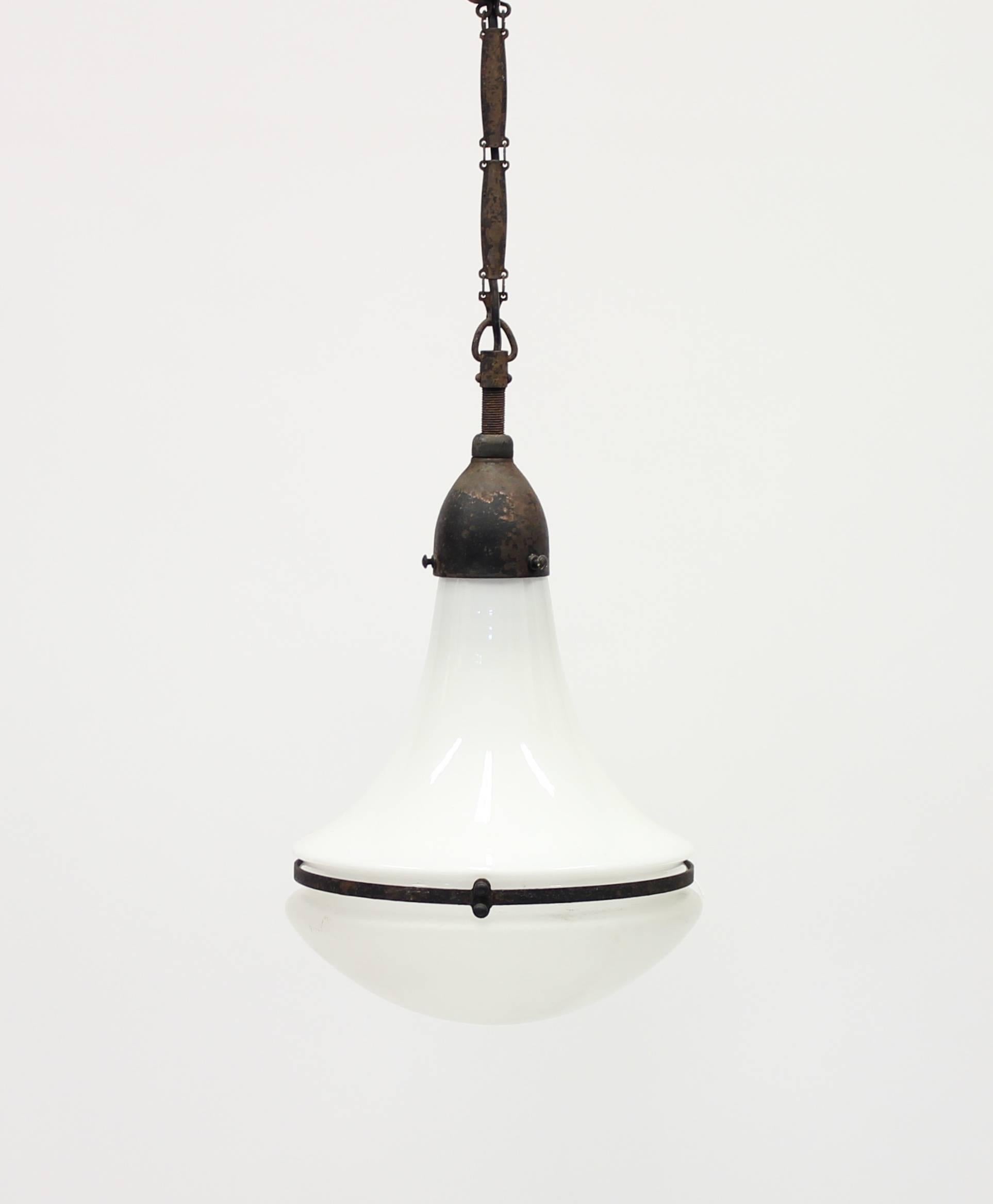 Industrial Vintage German Luzette Hanging Lamp by Peter Behrens, 1910s