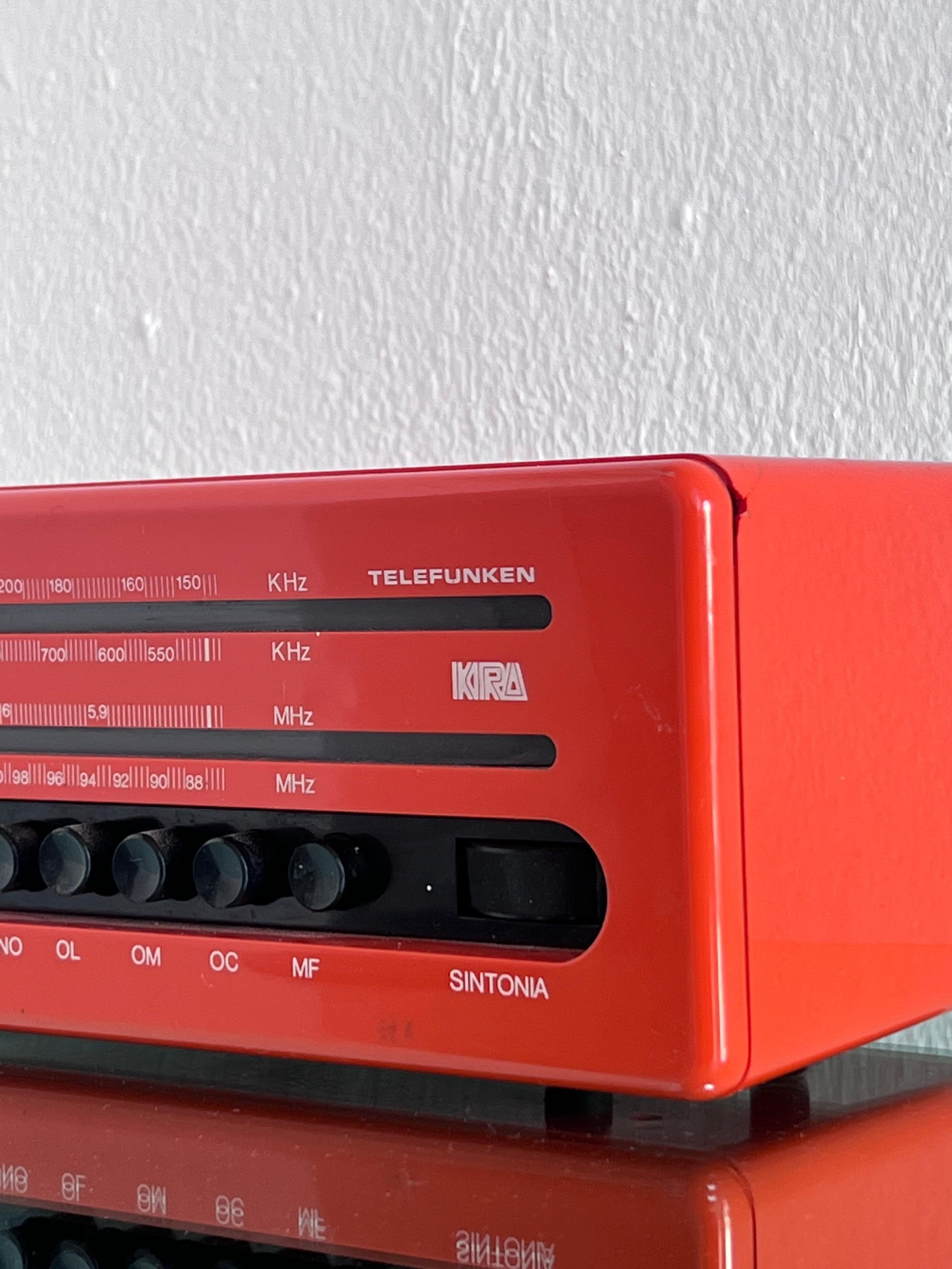 Late 20th Century Vintage German Made Telefunken Kra Red Bakelite Radio, Pop Design, Space Age For Sale