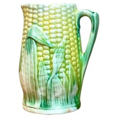Vintage German Majolica Corn Cream Pitcher