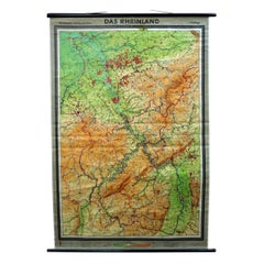 Retro German Map Rhineland Rollable Wall Chart Poster Print