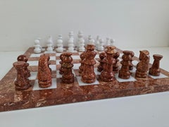 Vintage German Marble Chess Set, Mid-Century Modern Stone Chessboard, circa 1970