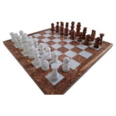 Vintage German Marble Chess Set, Mid-Century Modern Stone Chessboard, circa 1970
