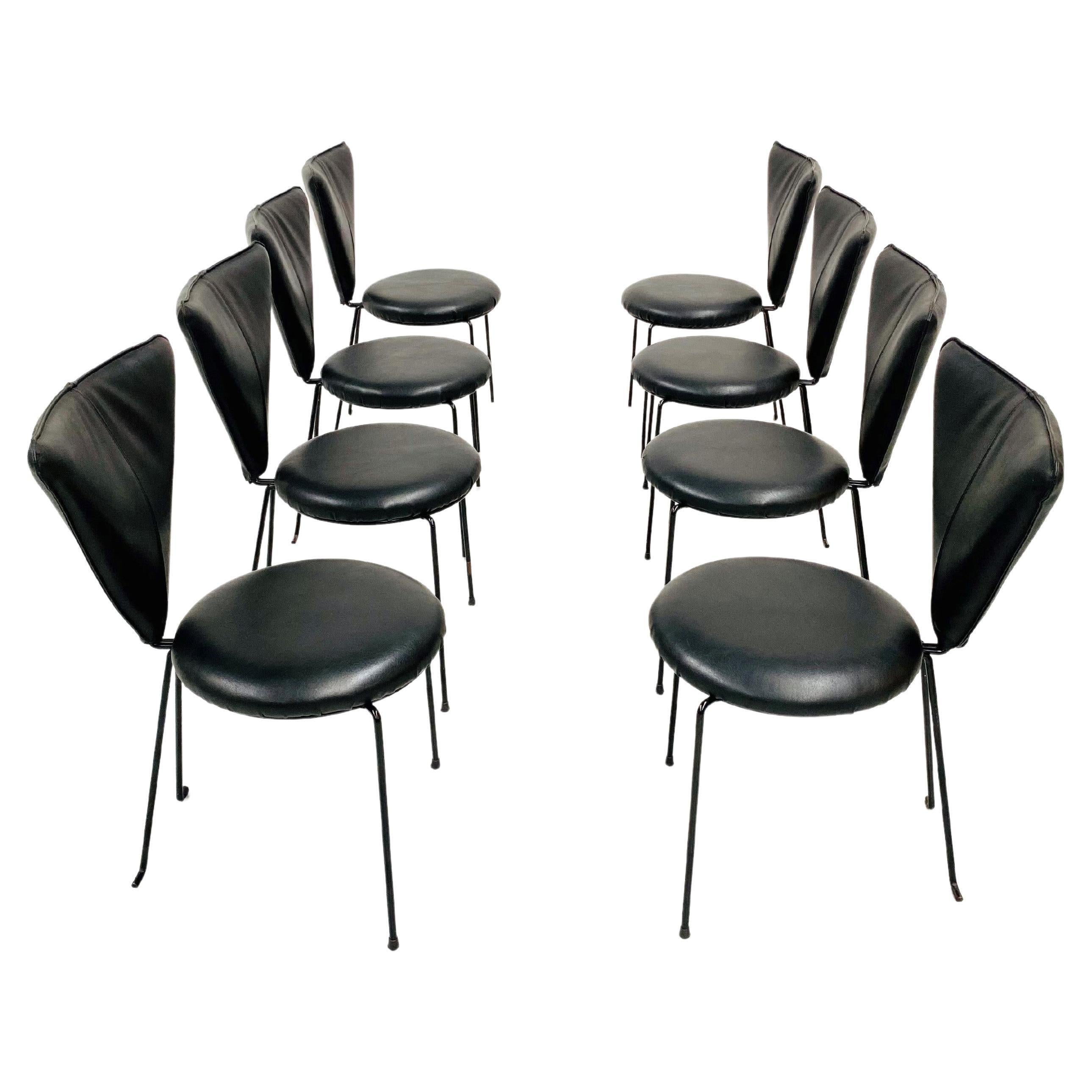 These 8 chairs were designed and manufactured by Helmut Lübke in the eighties. Each chair has its own serial number and the Lübke logo under the seat.
Helmut Lübke was also the founder of the upholsterered furniture manufacturer COR. The company