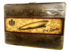 Vintage German Metal Graf Zeppelin Cigarette Case, circa 1920s