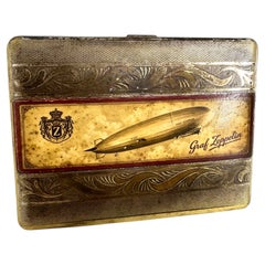 Vintage German Metal Graf Zeppelin Cigarette Case, circa 1920s