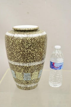 Vintage German Mid Century Modern Brown Blau Gelb Vase attr. Carstens Keramik