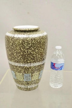 Vintage-Vase im deutschen Mid-Century-Modern-Stil, braun, blau, gelb, zugeschrieben Carstens Keramik