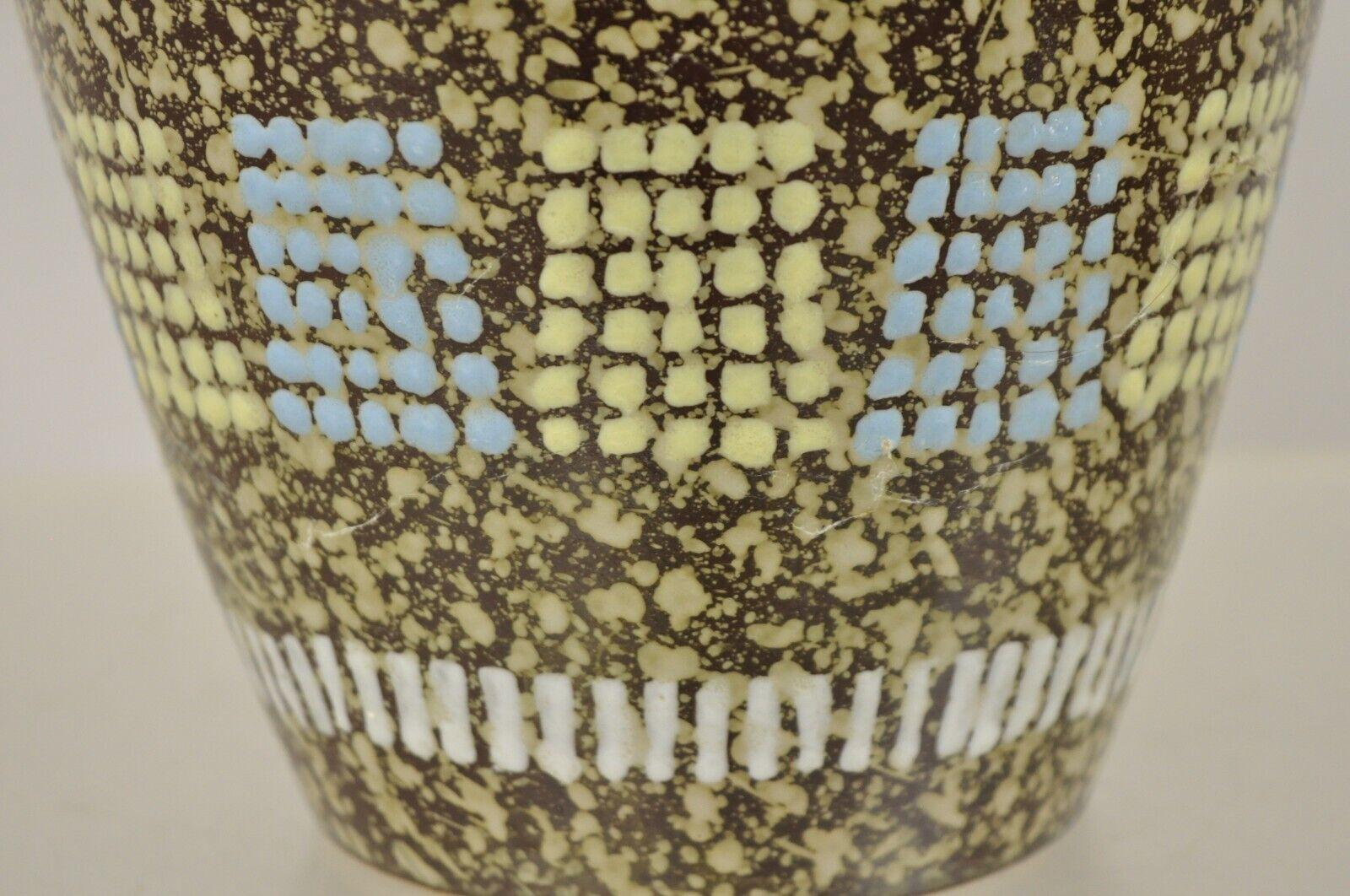 Vintage German Mid Century Modern Brown Blau Gelb Vase attr. Carstens Keramik im Angebot 2