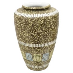 Vintage-Vase im deutschen Mid-Century-Modern-Stil, braun, blau, gelb, zugeschrieben Carstens Keramik