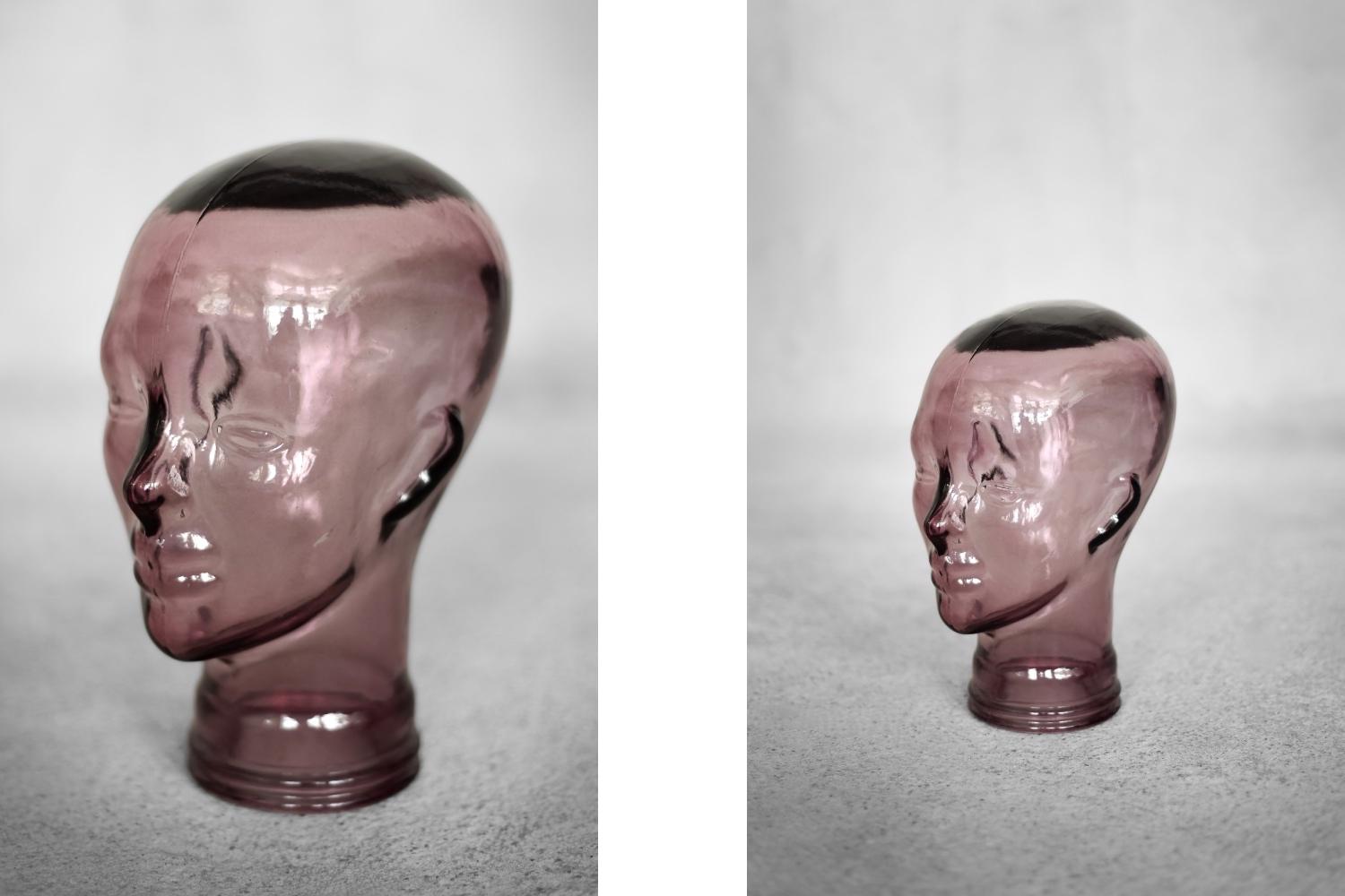 Industriale Testa di vetro rosa, Vintage German Mid-Century Modern, anni '70 in vendita