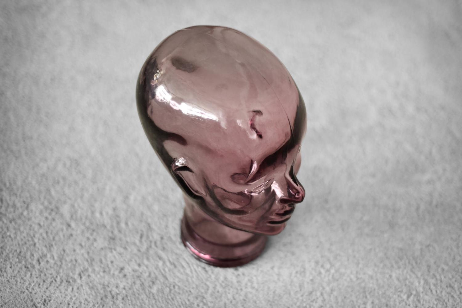 Tedesco Testa di vetro rosa, Vintage German Mid-Century Modern, anni '70 in vendita
