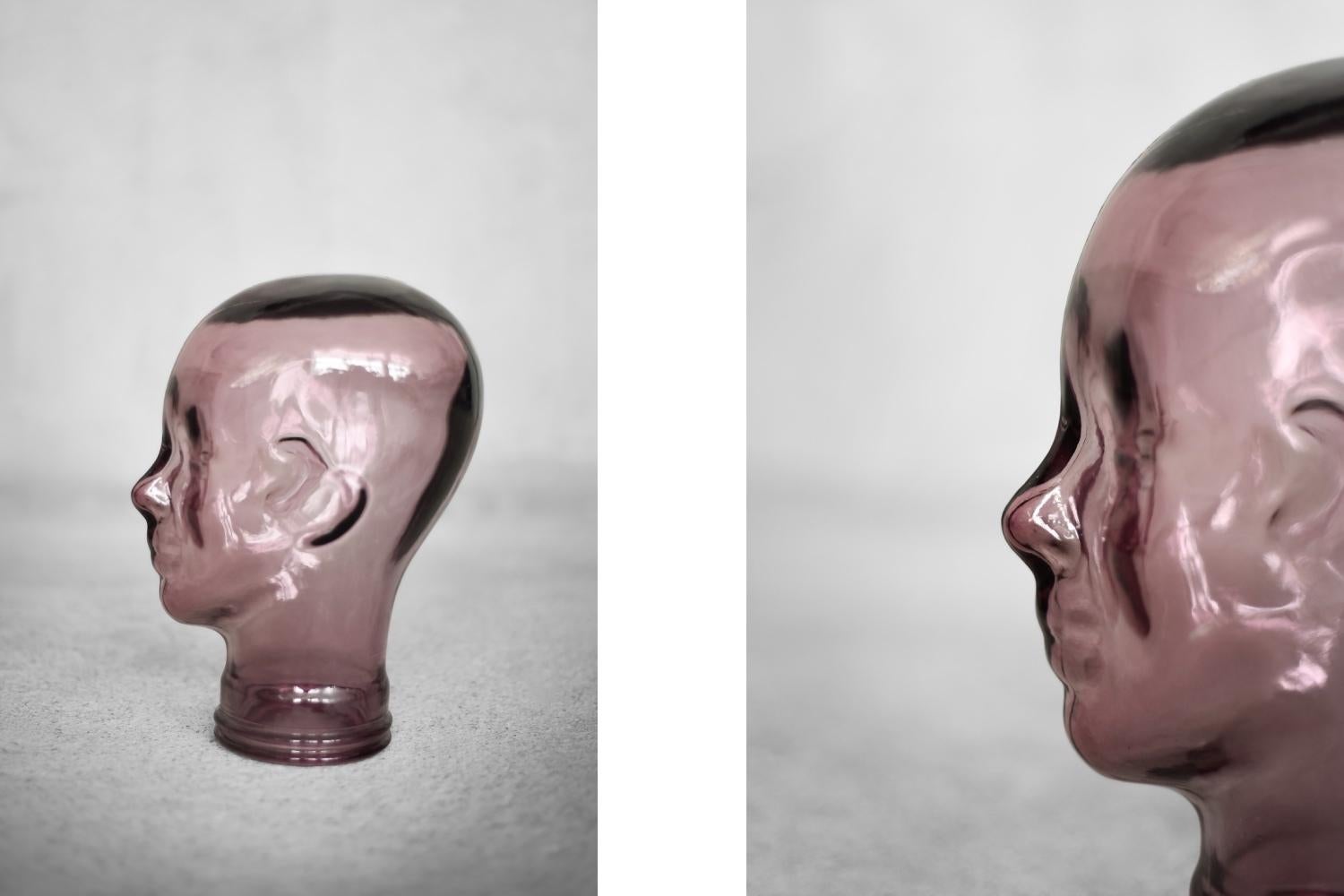 Fine XX secolo Testa di vetro rosa, Vintage German Mid-Century Modern, anni '70 in vendita