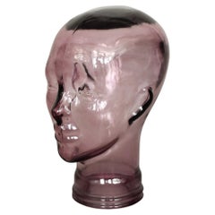 Vintage German Mid-Century Modern Pink Glass Head, 1970s