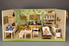 Vintage German Miniatur Puppenhaus Küche Interieur mit Zubehör, 1930er Jahre