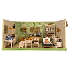 Vintage German Miniatur Puppenhaus Küche Interieur mit Zubehör, 1930er Jahre