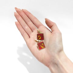 Vintage German Modernist Brass & Enamel Square Cufflinks