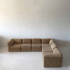 Canapé modulaire allemand vintage, Ultrasuède grès, 6 sections, 1970