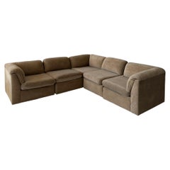 Canapé modulaire allemand vintage, Ultrasuède grès, 6 sections, 1970
