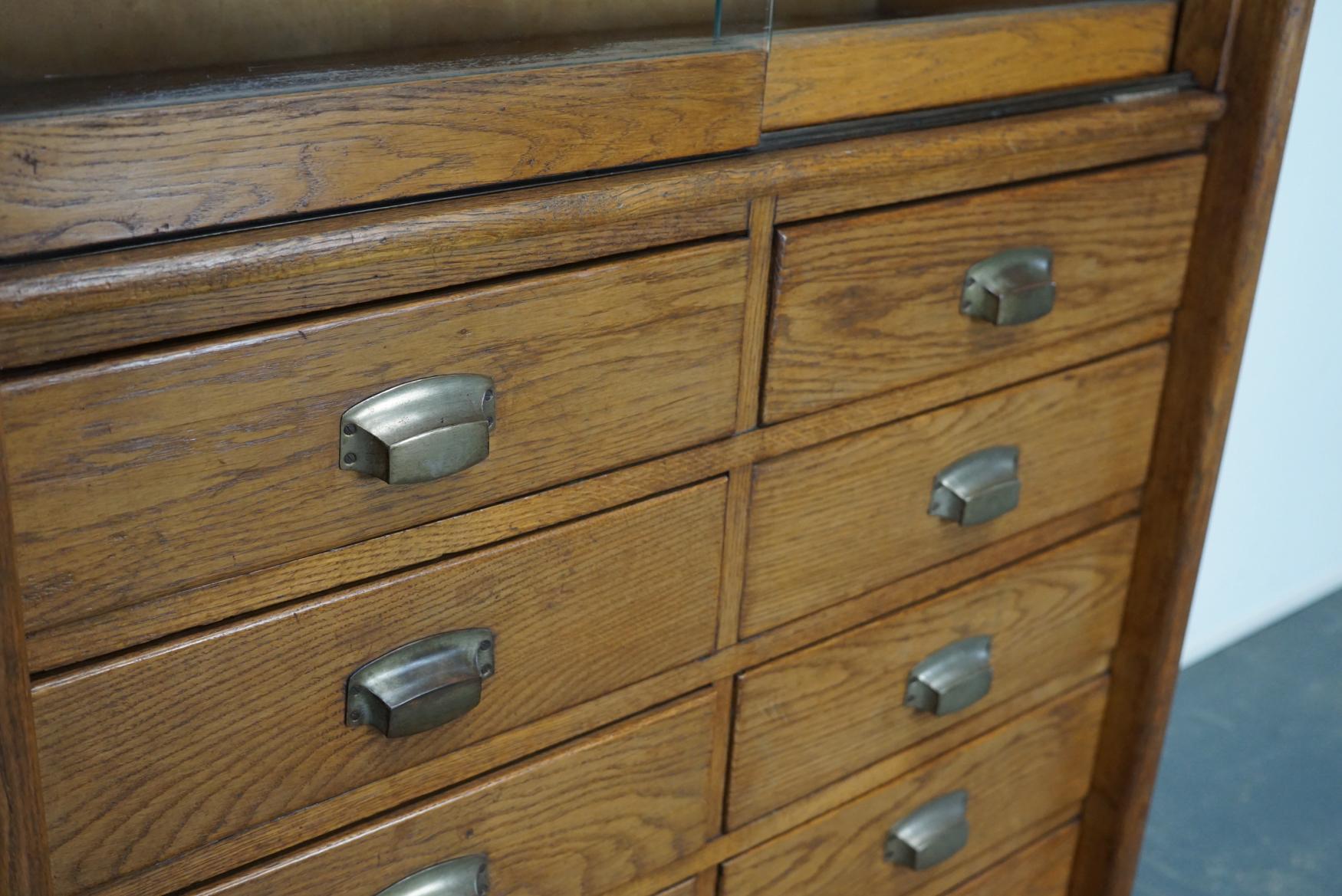 Vintage German Oak Apothecary Cabinet or Vitrine, circa 1950s 10