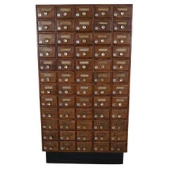 Vintage German Oak Apothecary / Savings Cabinet Cabinet, 1950s