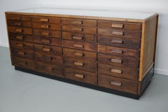 Vintage German Oak Glass Shop Counter Haberdashery Cabinet Vitrine, ca 1950