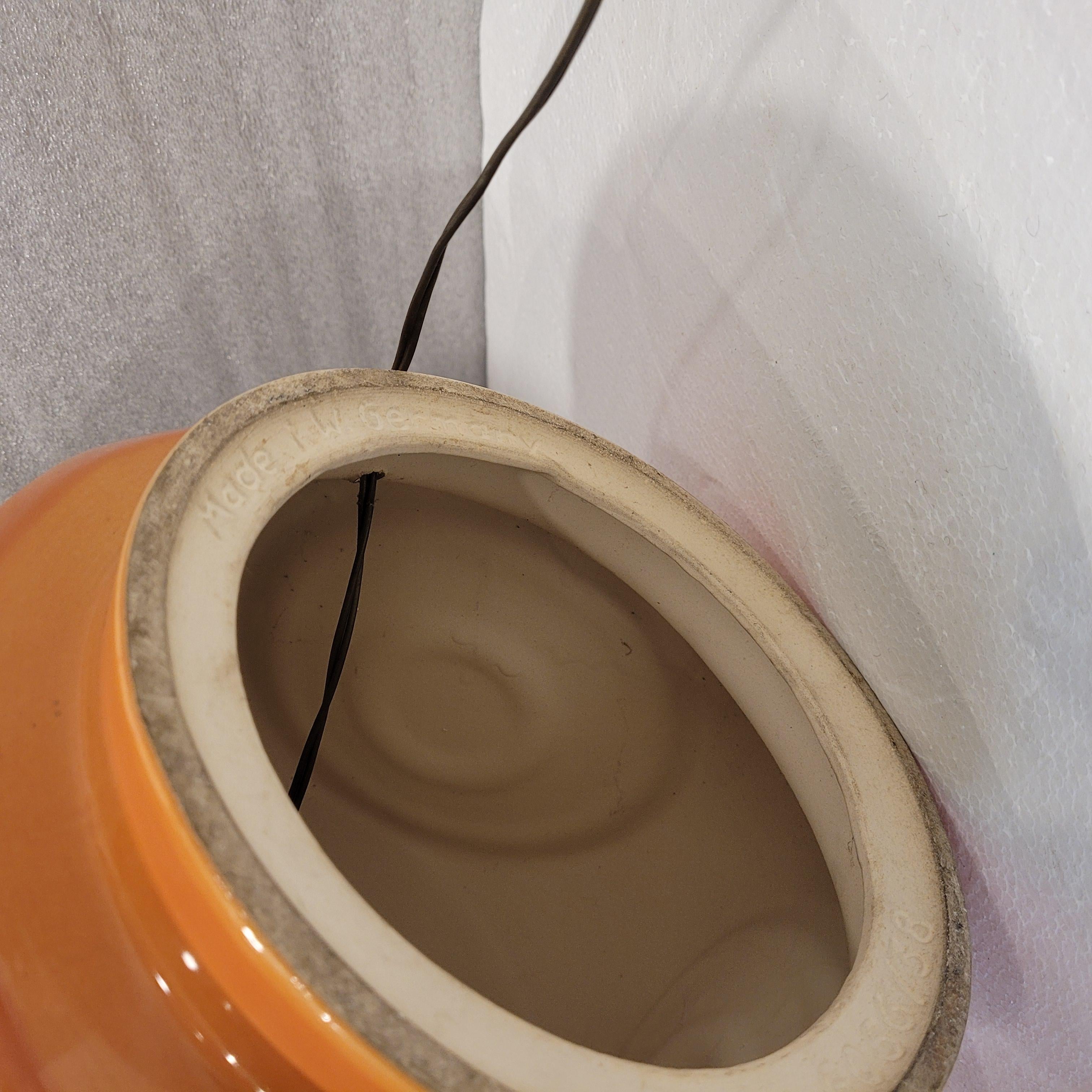 Lampe de table ou auxiliaire allemande vintage en céramique orange en vente 6