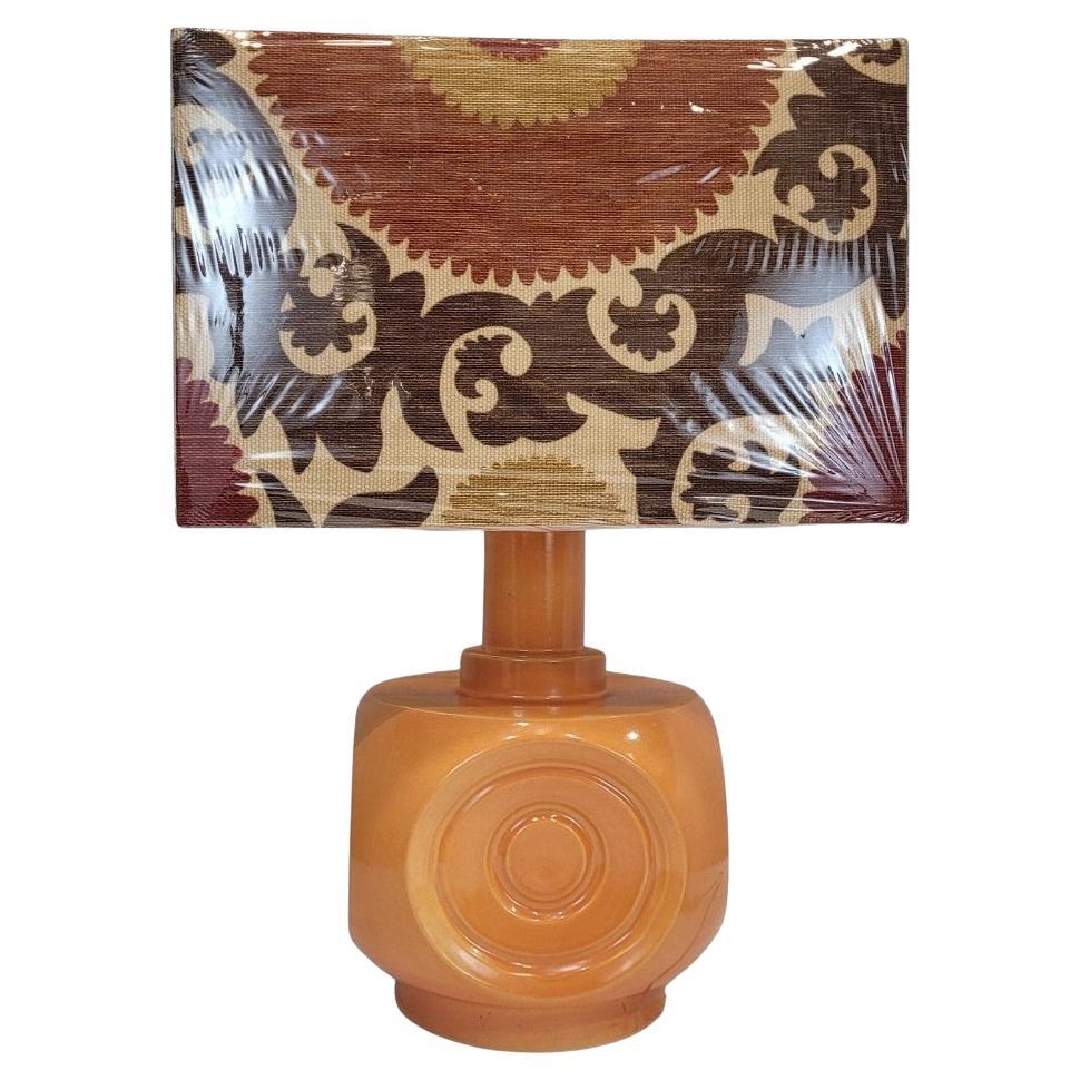 Lámpara auxiliar o de sobremesa alemana vintage de cerámica naranja