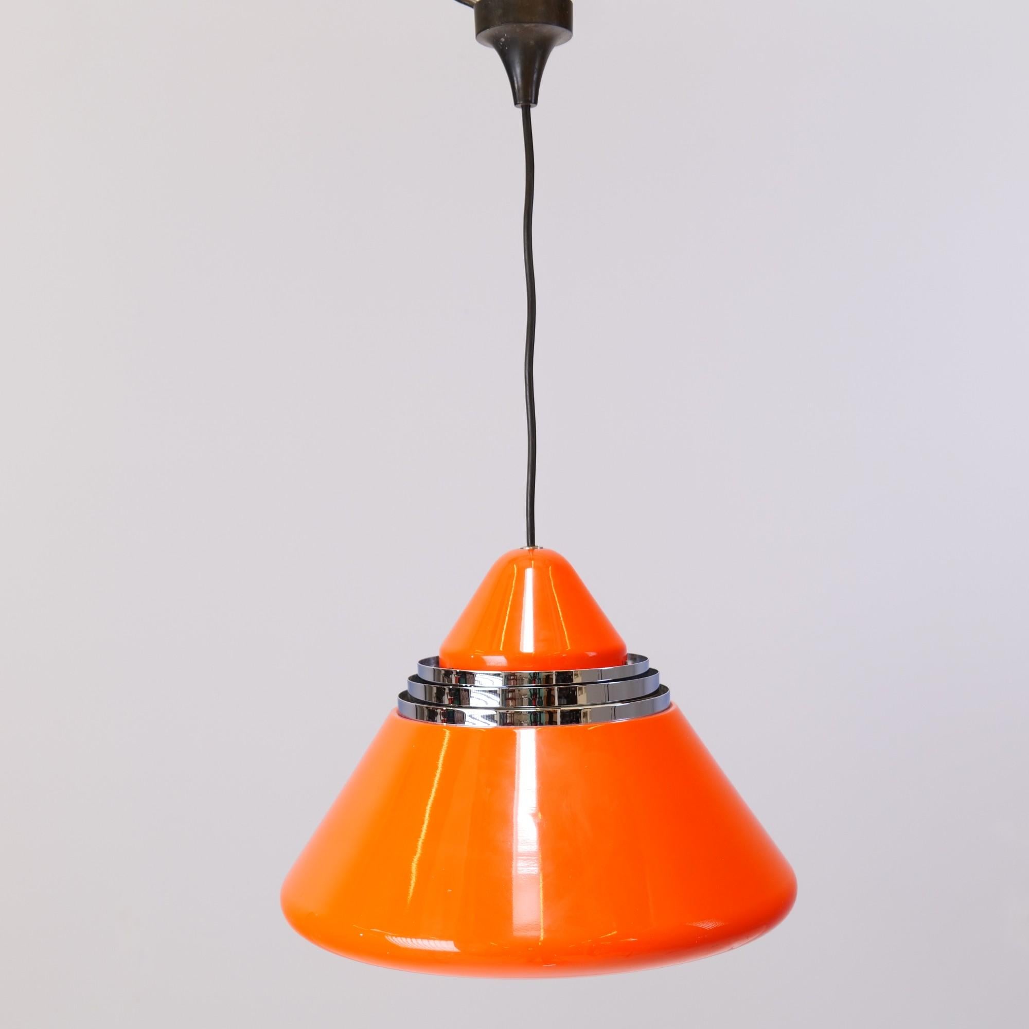Metal Vintage German Orange Space Age Lamp by Alfred Kalthoff for Staff For Sale
