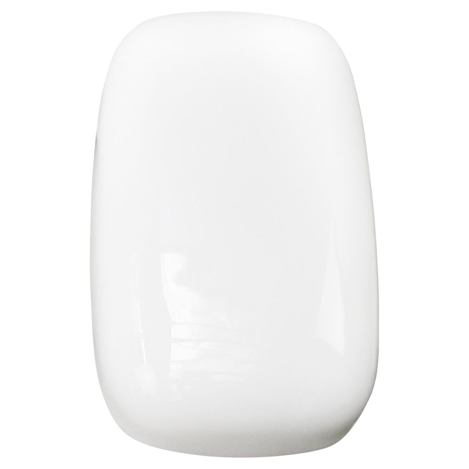 Vintage German Oval White Opaline Glass Flush Mount Scones Wall Lamps