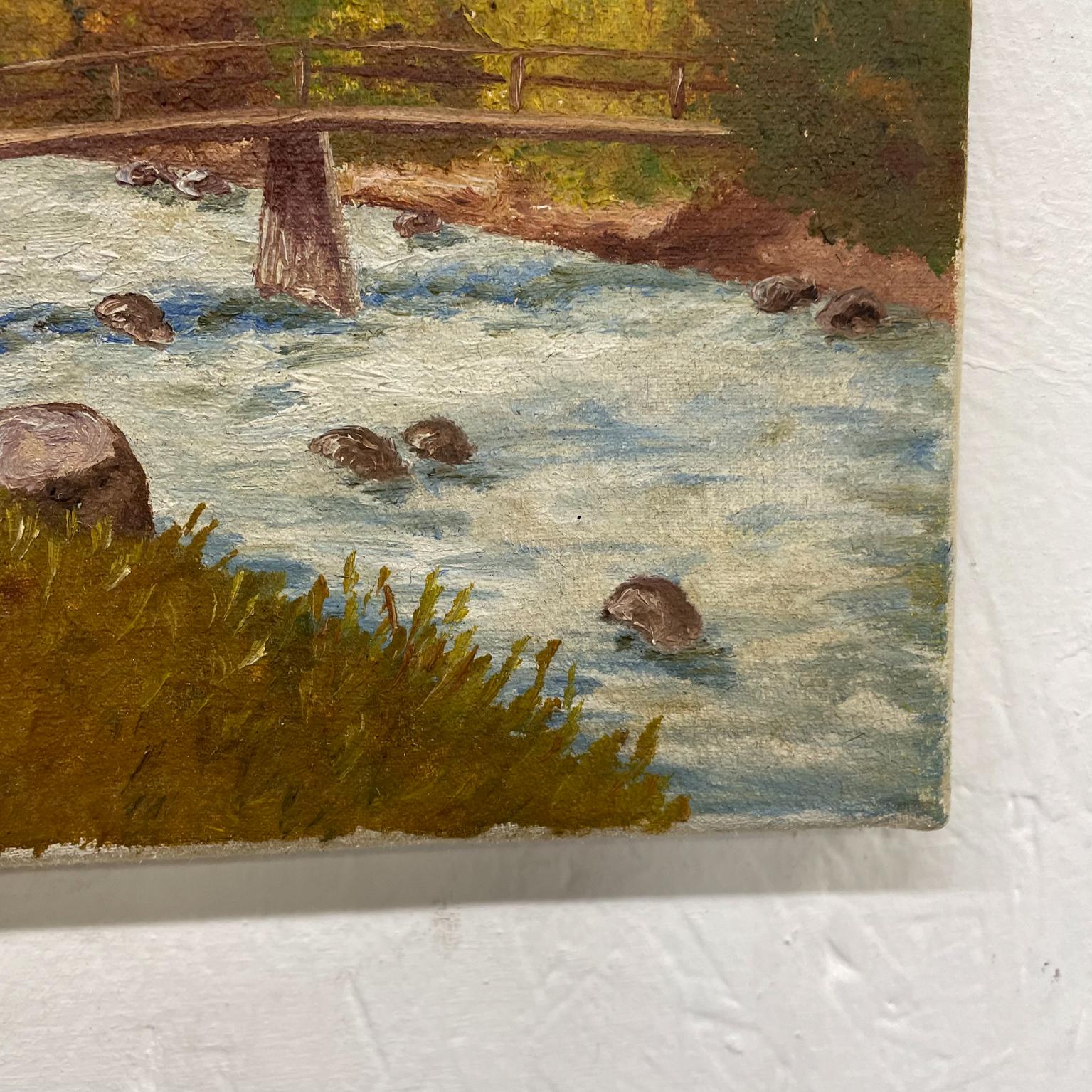 Mid-20th Century 1950s Vintage German Painting Small Oil on Canvas Scenic Landscape by Stelter