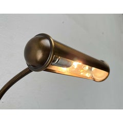 Vintage German Patinated Brass Gooseneck Wall Lamp from Honsel, 1970s