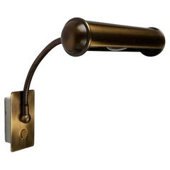 Vintage German Patinated Brass Gooseneck Wall Lamp from Honsel, 1970s