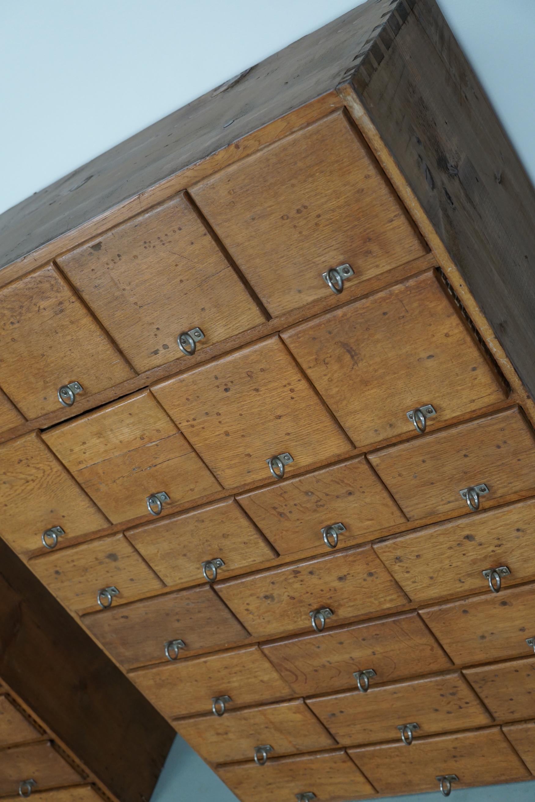 20th Century Vintage German Pine & Oak Apothecary Cabinet, 1950s For Sale