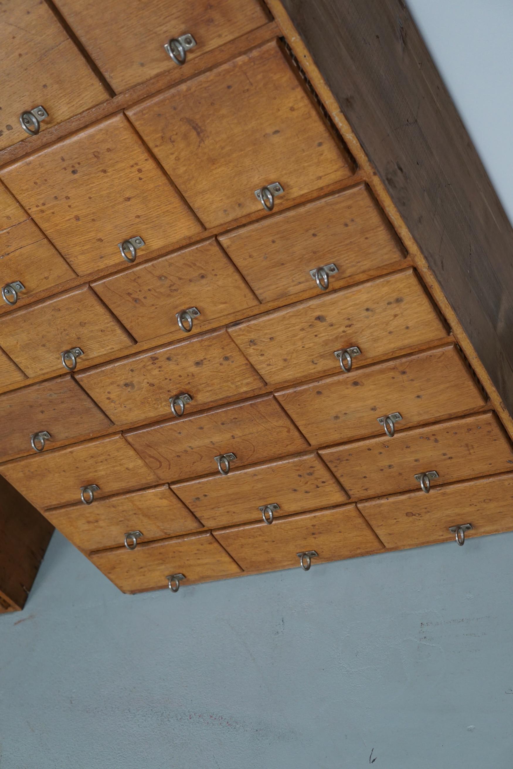 Vintage German Pine & Oak Apothecary Cabinet, 1950s For Sale 1