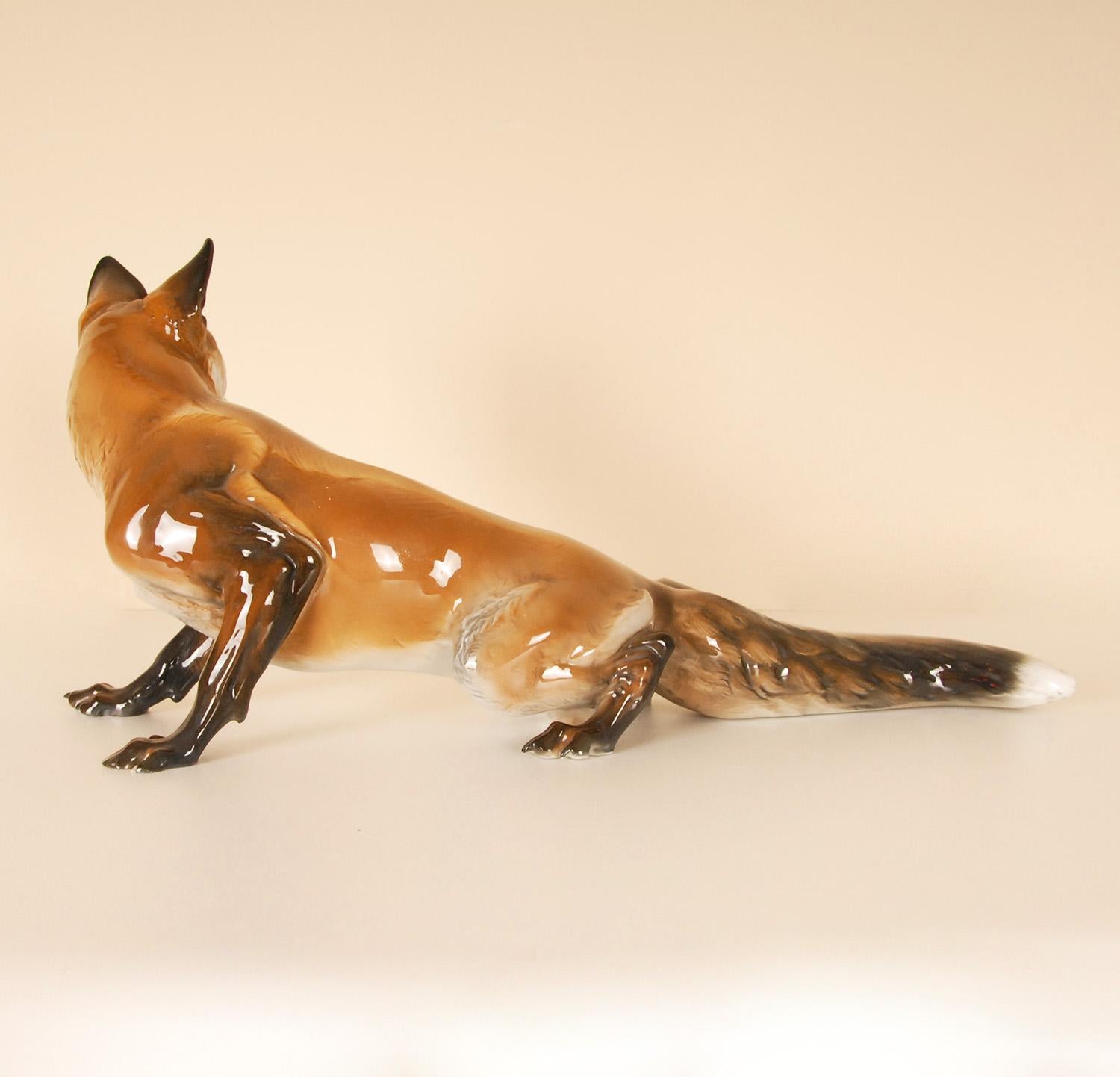 Figurine vintage en porcelaine allemande, grande figurine d'animal de renard du milieu du siècle Rosenthal  en vente 3