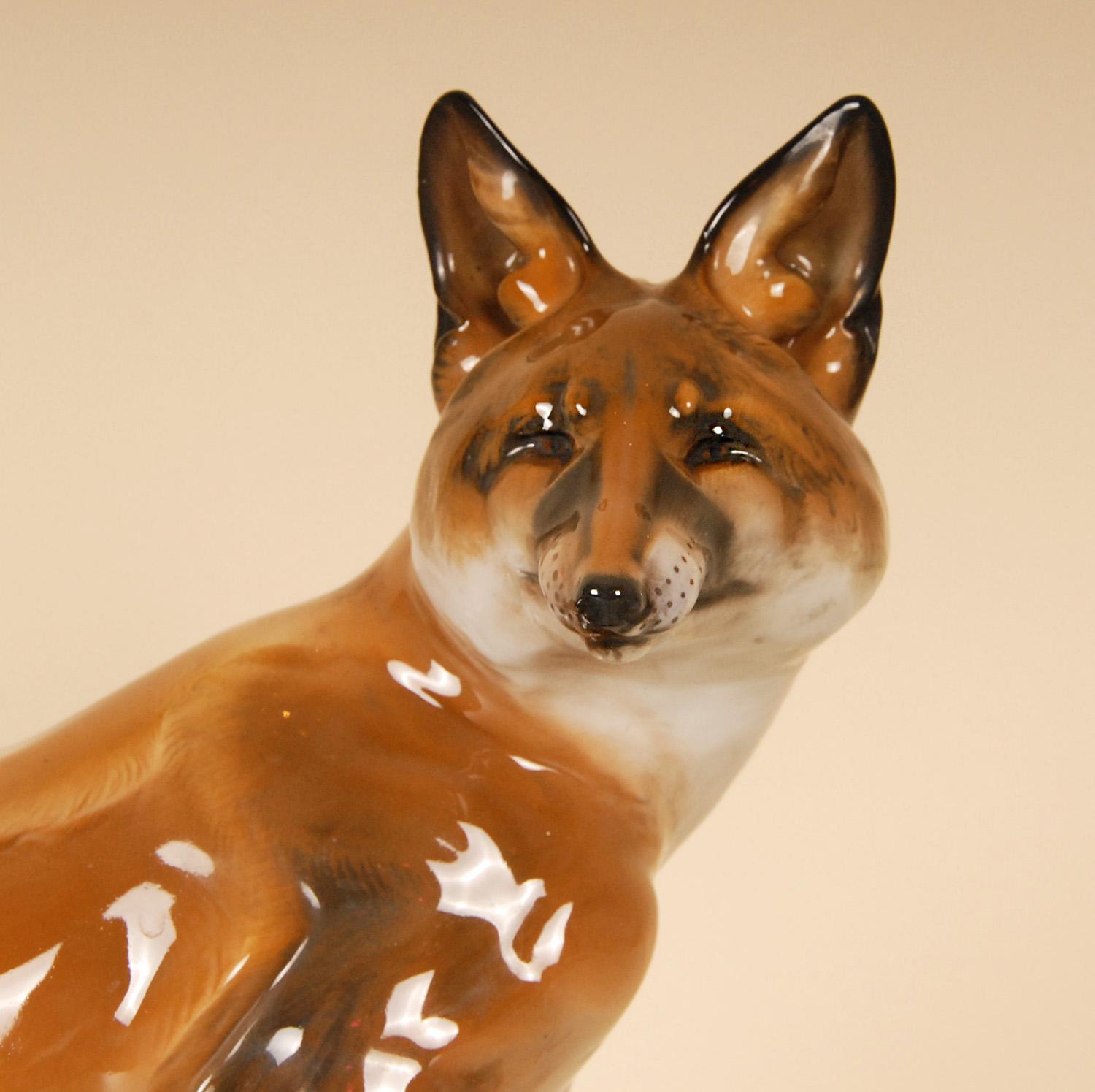 Figurine vintage en porcelaine allemande, grande figurine d'animal de renard du milieu du siècle Rosenthal  en vente 6