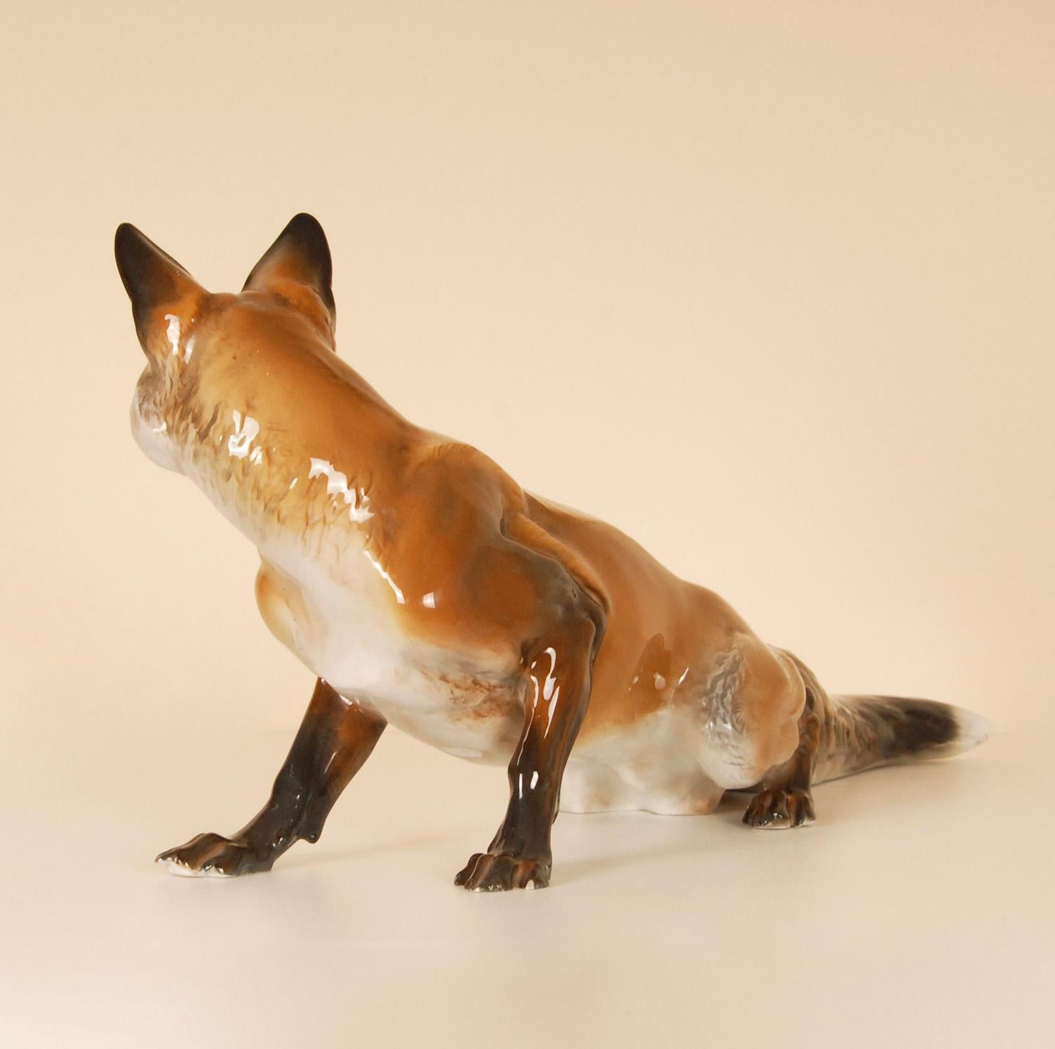 Figurine vintage en porcelaine allemande, grande figurine d'animal de renard du milieu du siècle Rosenthal  en vente 1