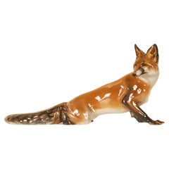 Deutsche Vintage-Porzellanfigur, Große Fuchs-Tiersfigur, Mid-Century, Rosenthal 