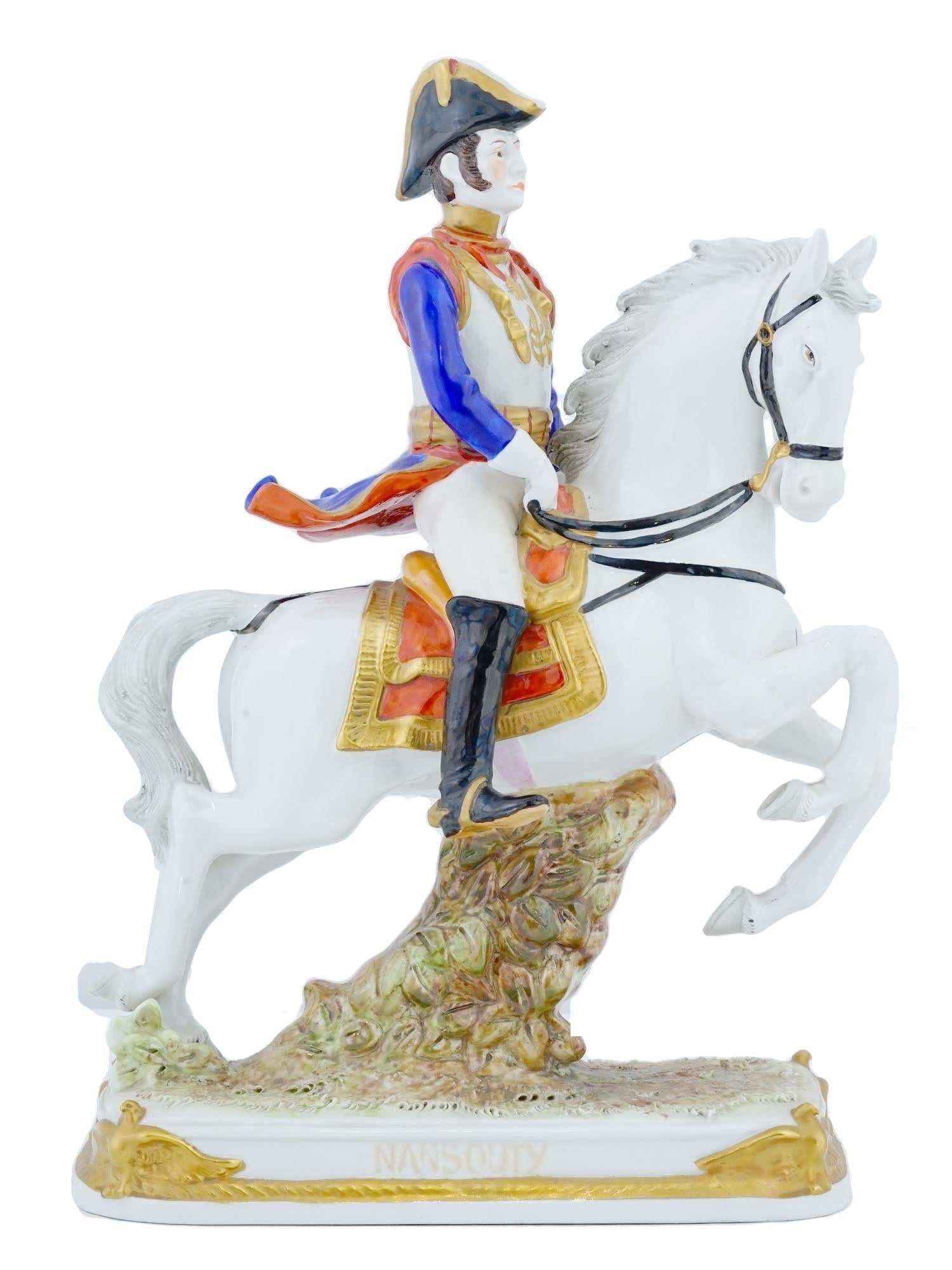 Deutsche Porzellanfigur eines napoleonischen Kavallerieoffiziers im Vintage-Stil im Angebot 2